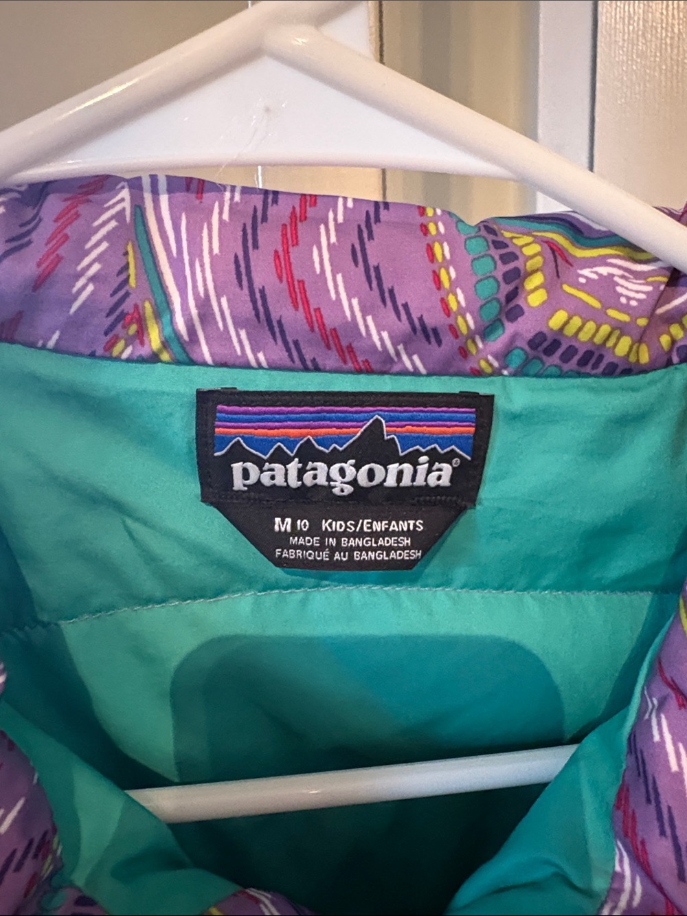 Patagonia Kids Purple Patterned insulated Puffer Down Jacket - Picture 3 of 5